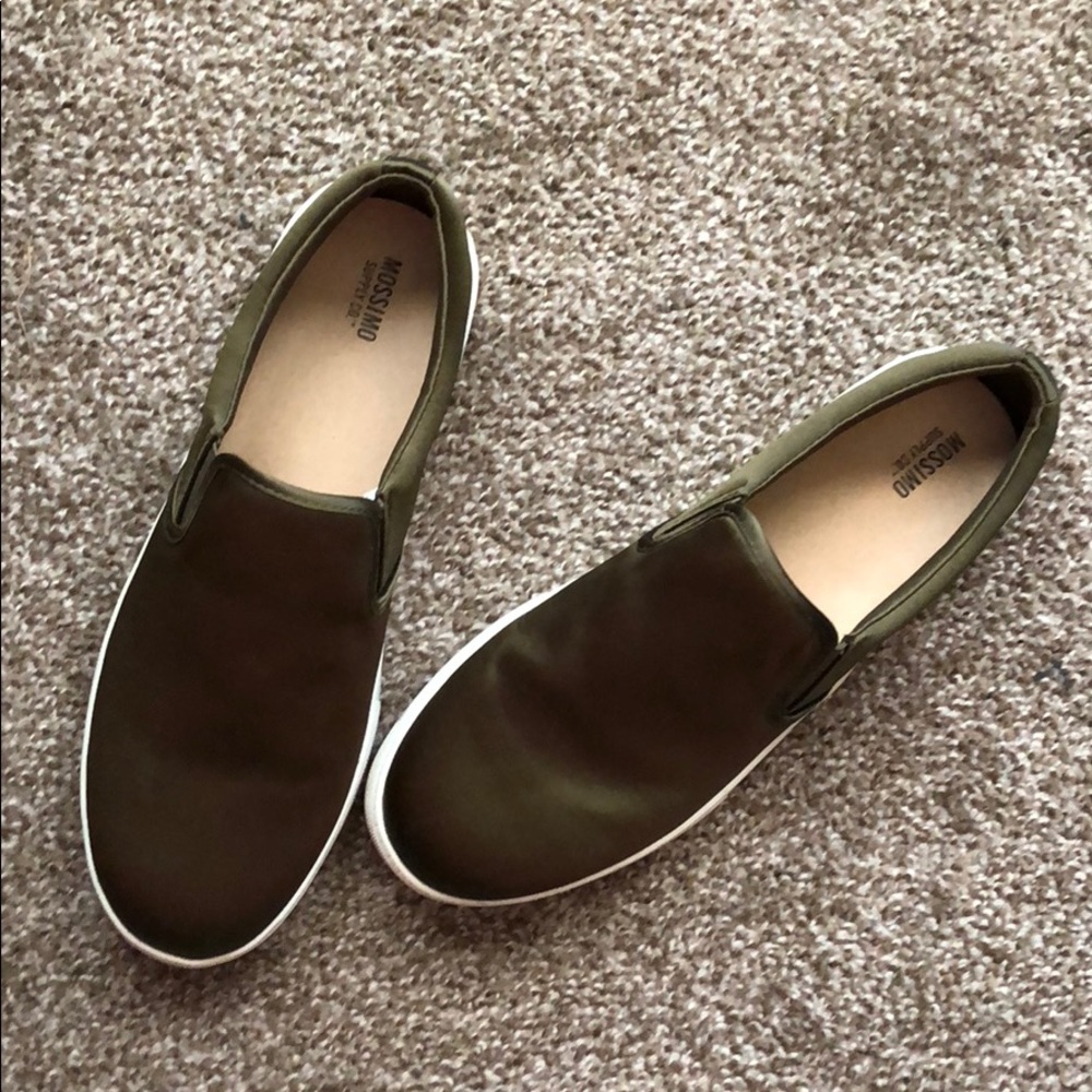 Green Satin Slip ons